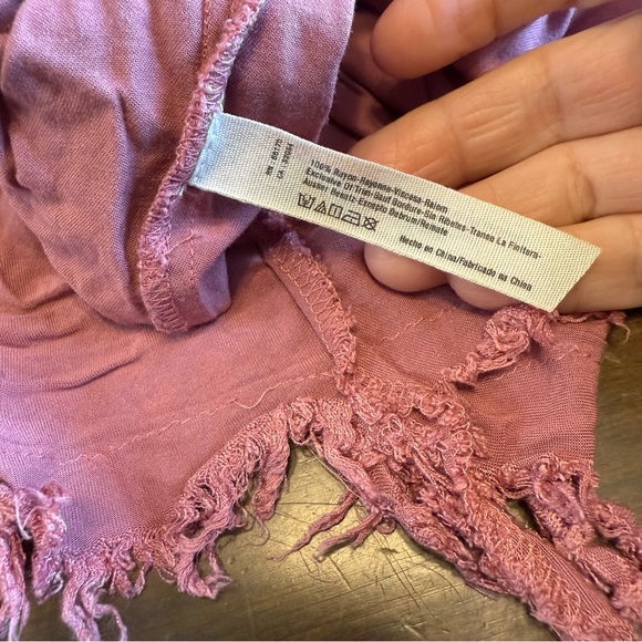 Free People Tattered Up Slip Dress Mauve Pink XS Flowy Boho Distressed Fringe - Picture 9 of 9